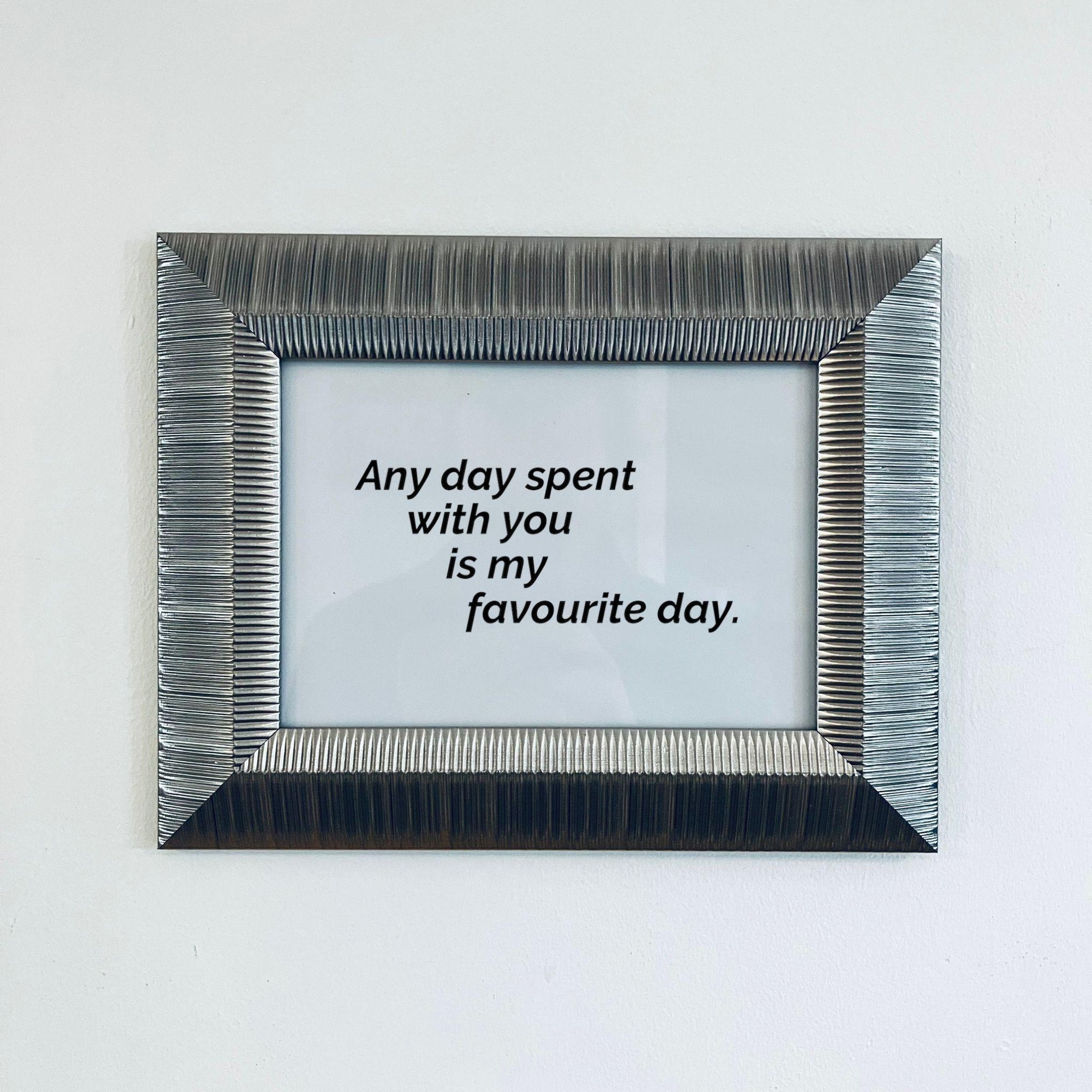 Ribbed Silver Framed Love Quote Print Valentine's Day Gift Friend Girlfriend Boyfriend Anniversa