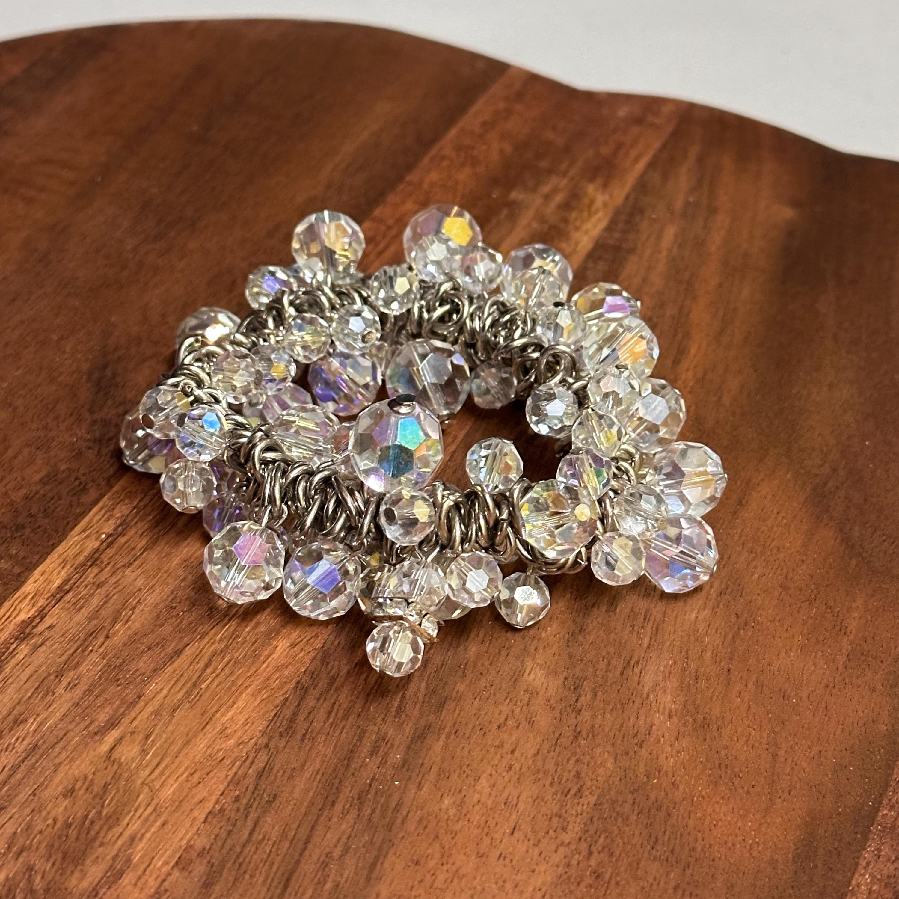 Vintage Scrunchy Glass Diamanté Charm Style Bracelet Unique Gift