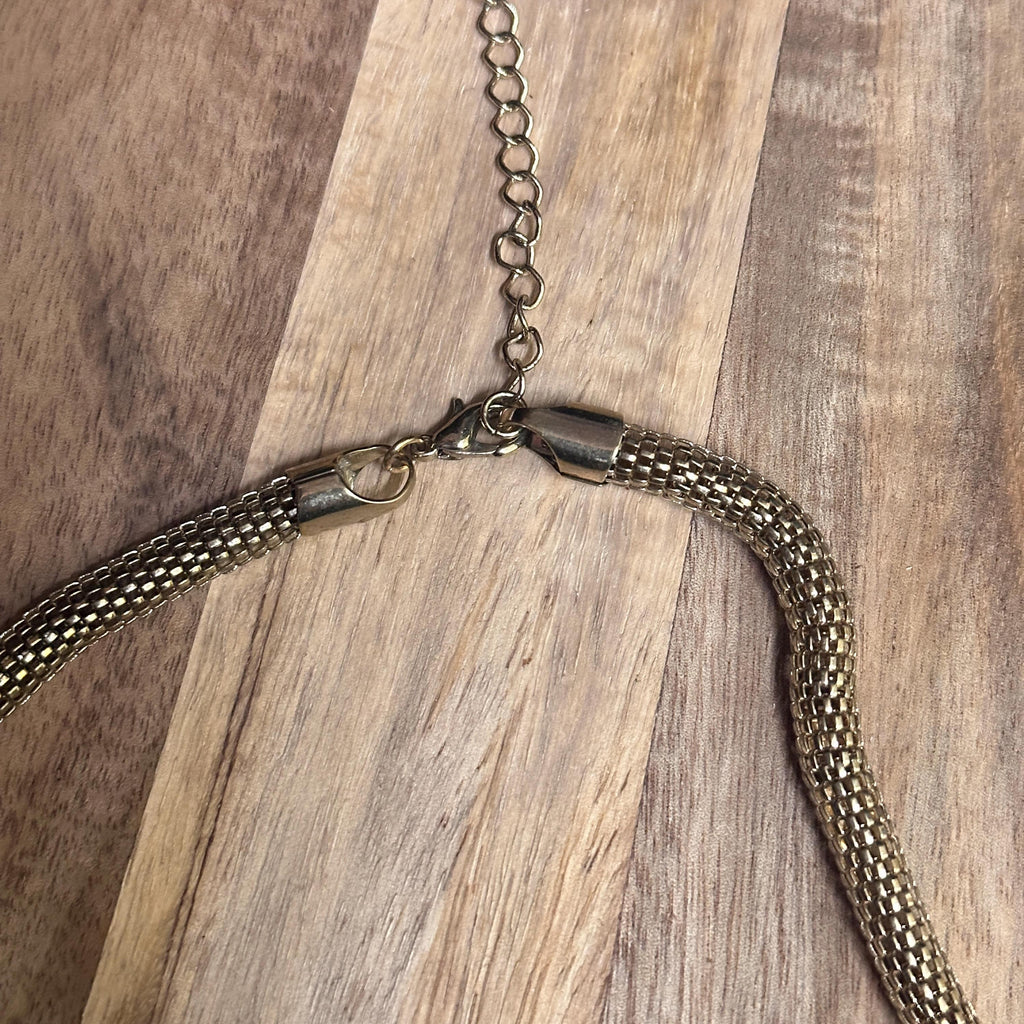 Vintage Ethnic Egyptian Style Serpent Gold Tone Tassel Knot Necklace Tribal Costume Jewellery