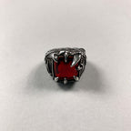 Vintage Chunky Costume Gothic Red Gemstone Ring - size N