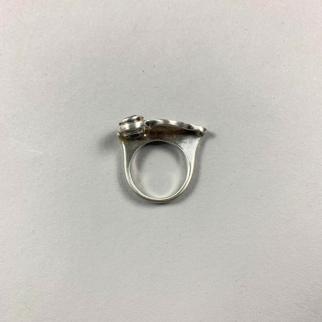 Vintage Rare Unique 925 Sterling Silver Amethyst Geometric Minimalist Style Heavy Ring Gift - Size Q