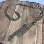 Vintage Ethnic Egyptian Style Serpent Gold Tone Tassel Knot Necklace Tribal Costume Jewellery