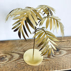 Retro 80s Inspired Gold Metal Palm Tree Desk Ornament Homeware Gift 16.5cm