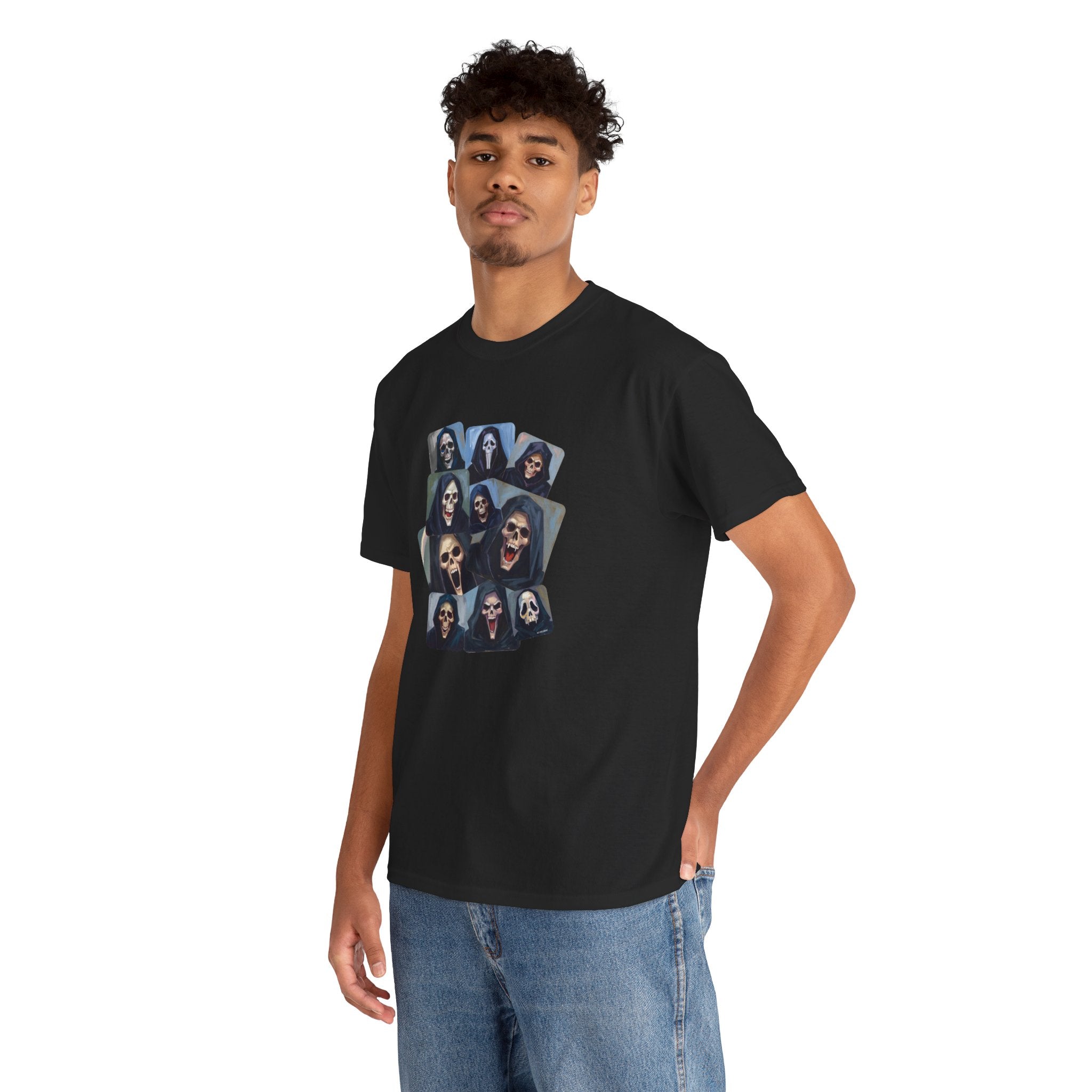 Grim Reaper Collage Printed T-Shirt 100% Cotton Novelty Scary Halloween Death Tee