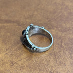 Vintage Gothic Black Eye Silver Tone Ring  - Size Q