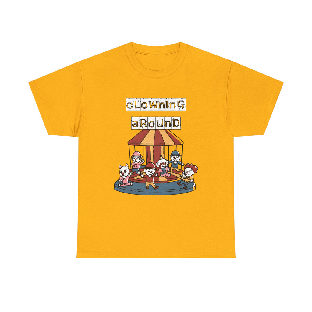 Clowning Around Novelty Printed T-Shirt 100% Cotton Weird Clown Merry Go Round Halloween Tee