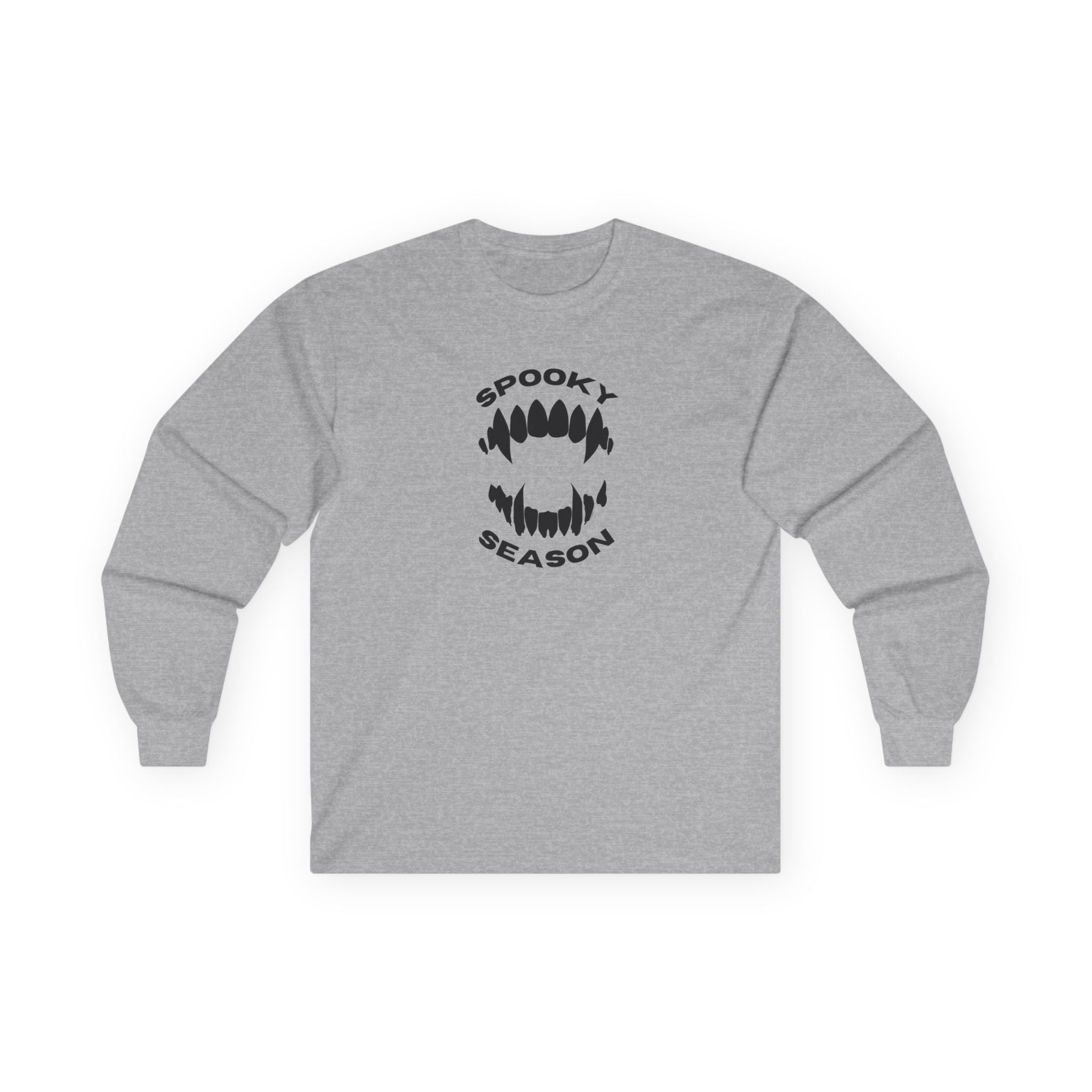 Spooky Season Long Sleeve Tee 100% Cotton Scary Vampire Teeth Halloween T-Shirt Gift