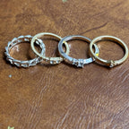 Vintage Stackable Signet Ring Collection Silver/Gold Tone Ring Bundle 4 Pieces - Size P