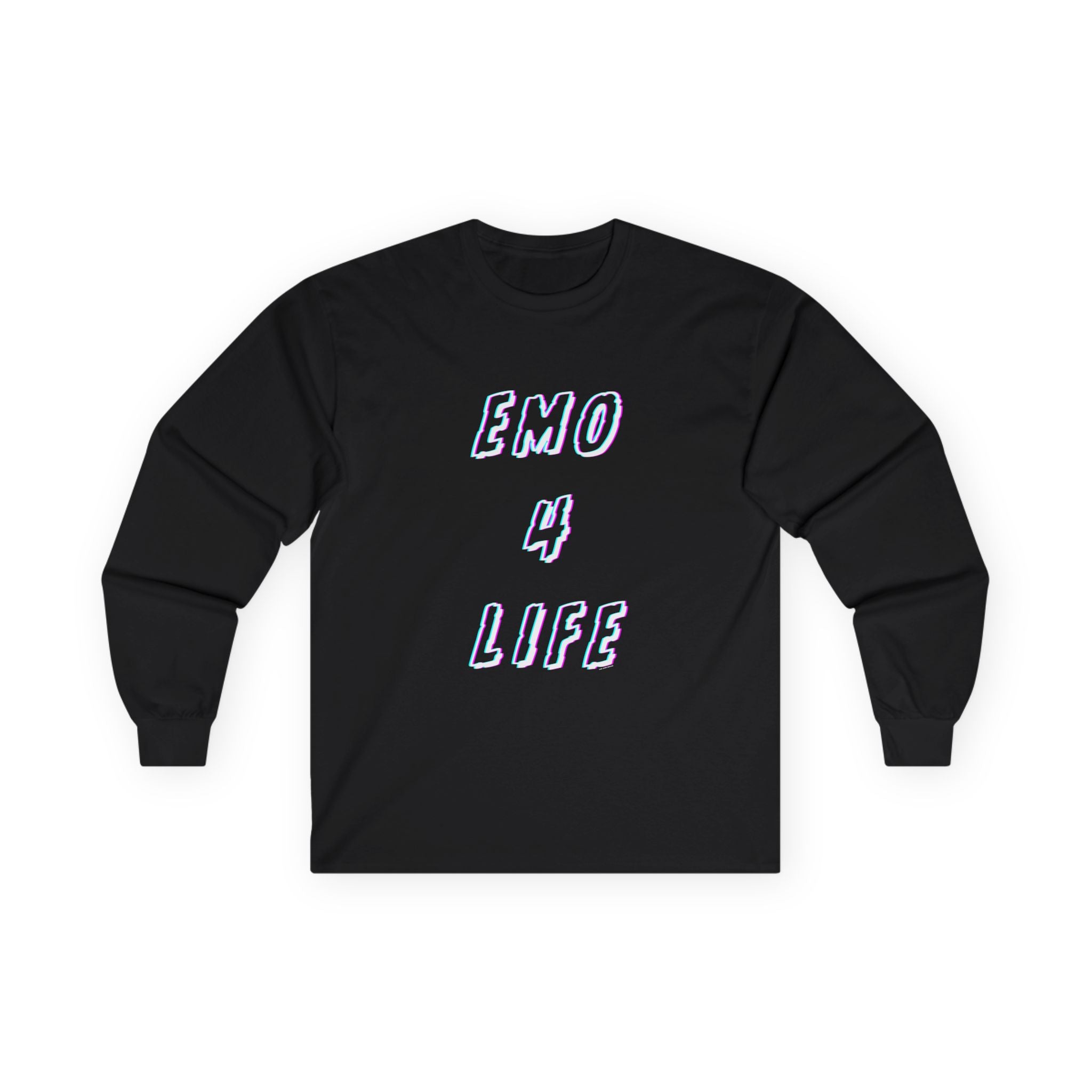 Emo 4 Life Long Sleeve Tee 100% Cotton Retro Glitch Quote T-Shirt Emo Goth Alternative Gift