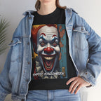 Happy Halloween Clown Novelty Printed T-Shirt 100% Cotton Scary Halloween Tee