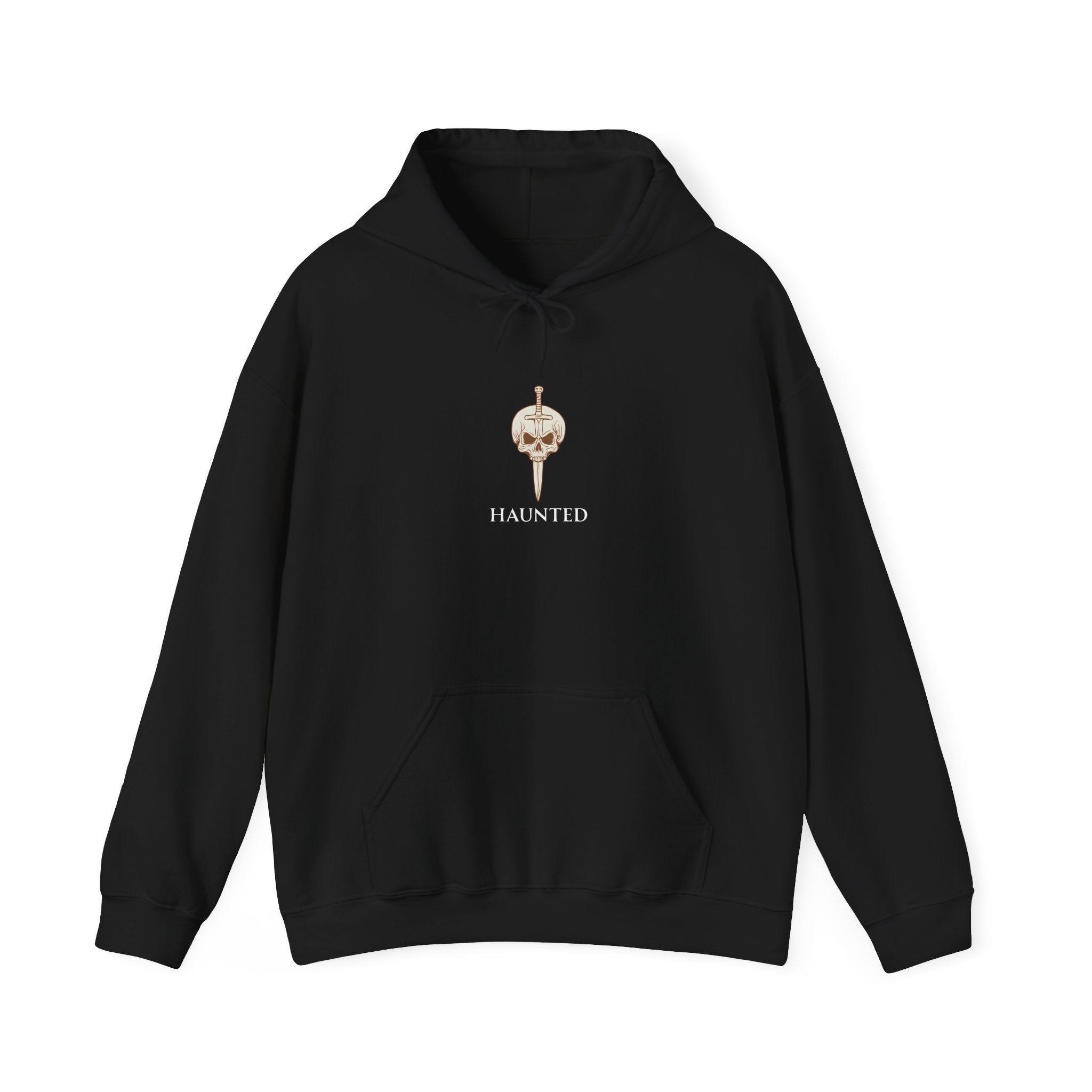 Haunted Skull & Dagger Printed Hoodie Unisex Hooded Sweatshirt Creepy Halloween Clothing Goth Gift