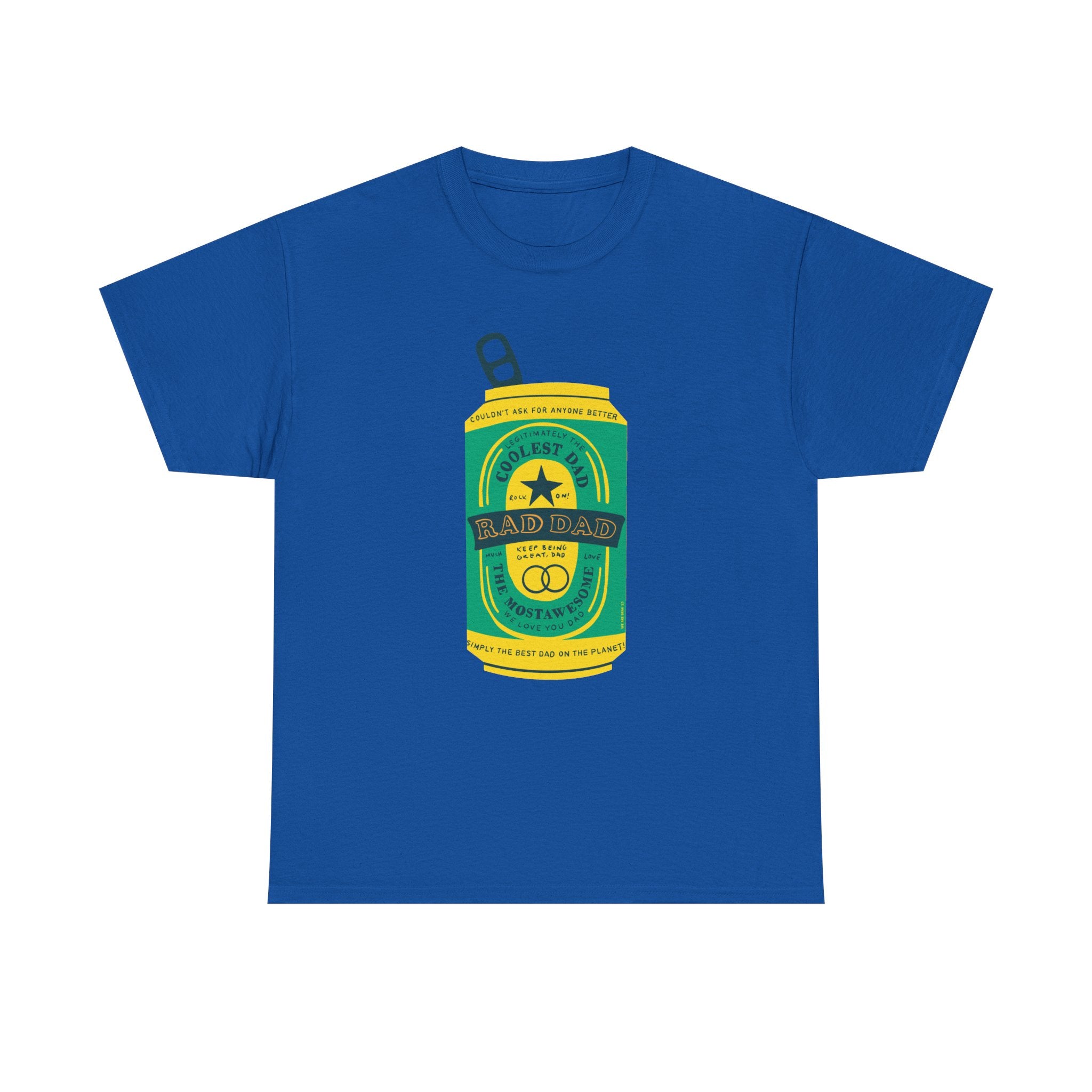 Rad Dad Beer Can Printed T-Shirt 100% Cotton Novelty Dad Tee Birthday Father's Day Gift