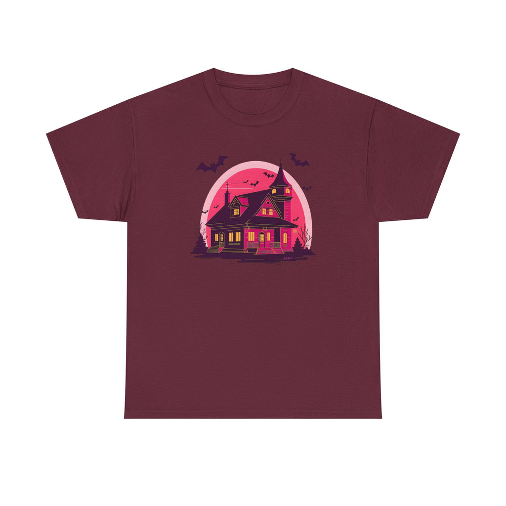 Haunted House Printed T-Shirt 100% Cotton Novelty Scary Halloween Tee