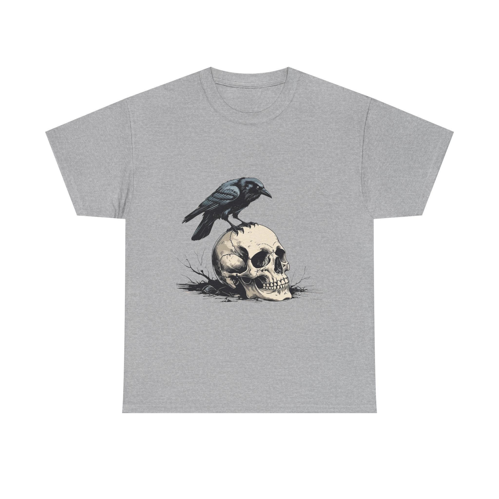 Skull & Crow Printed 100% Cotton Goth Biker Tattoo T-Shirt Halloween Tee