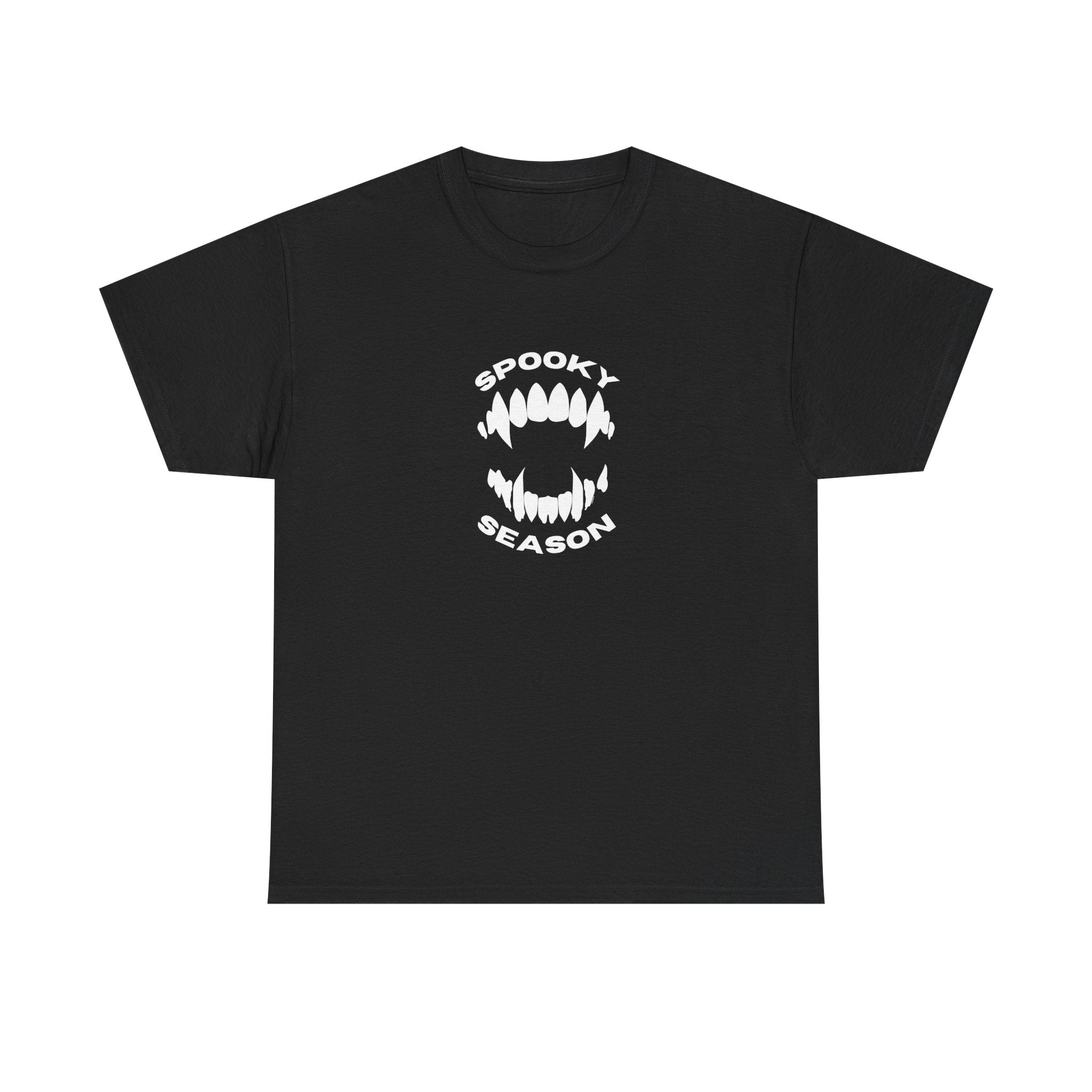 Spooky Season Halloween Printed T-Shirt 100% Cotton Scary Vampire Teeth Novelty Tee