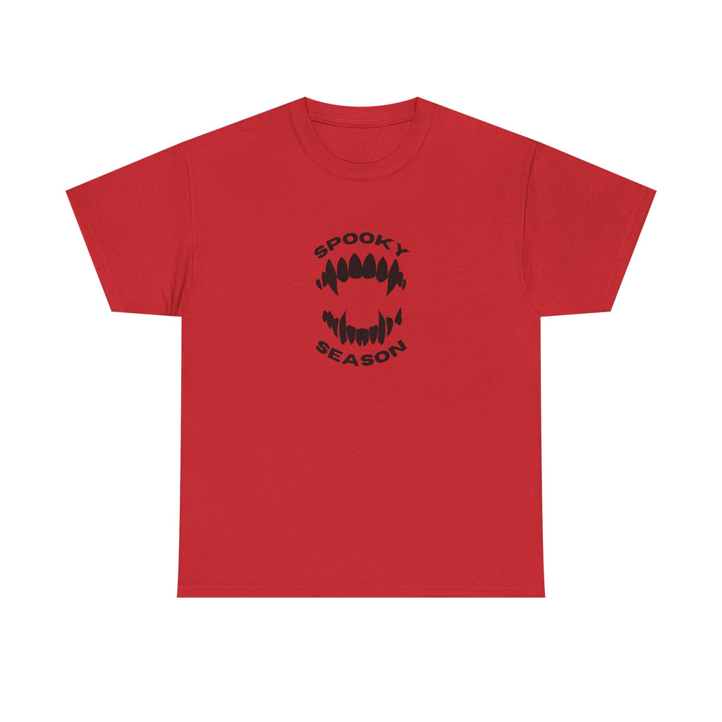 Spooky Season Halloween Printed T-Shirt 100% Cotton Scary Vampire Teeth Novelty Tee