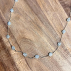 Vintage 50/60s Blue Aquamarine Gemstone Beaded Necklace 925 Sterling Silver Unique Gift