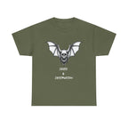 Death & Destruction Bat Skull Printed T-Shirt 100% Cotton Goth Biker Halloween Tee