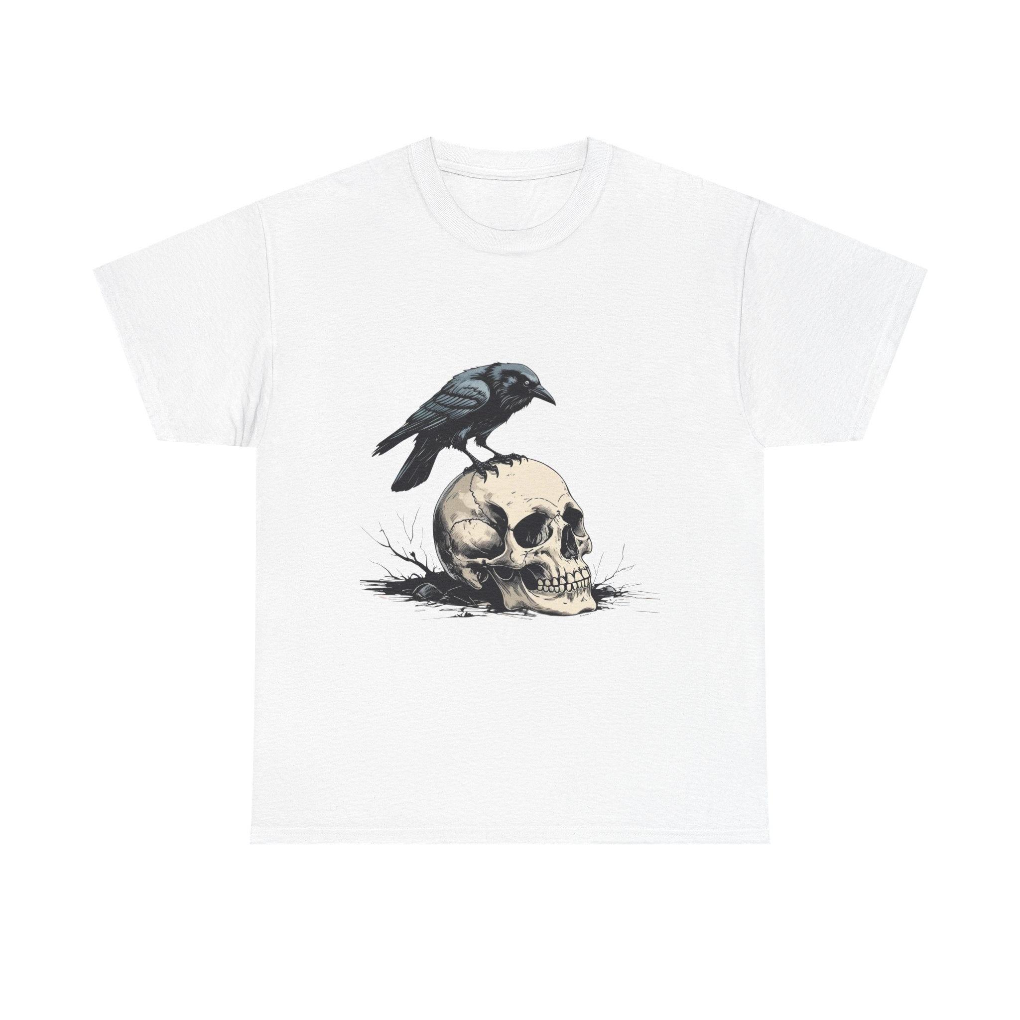 Skull & Crow Printed 100% Cotton Goth Biker Tattoo T-Shirt Halloween Tee