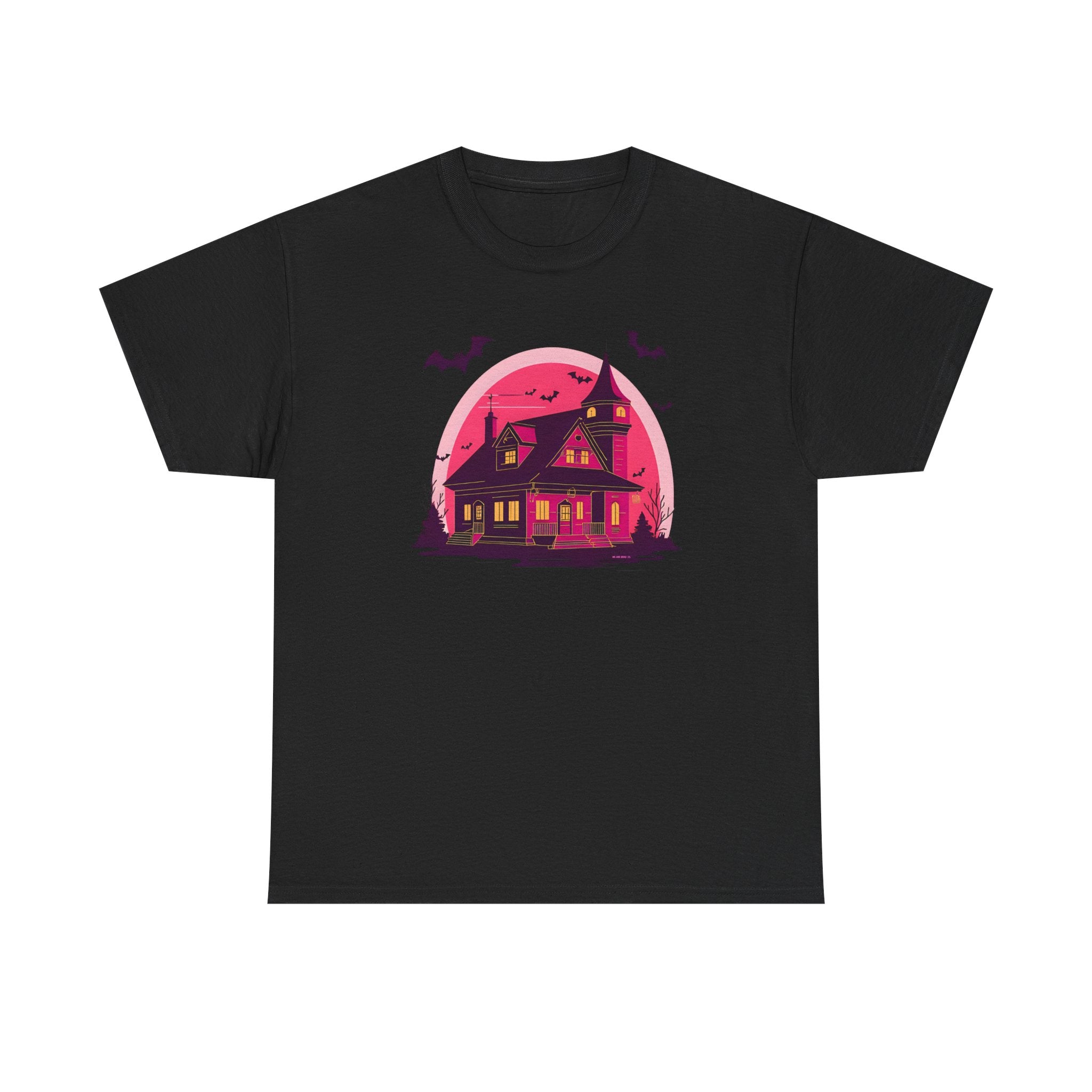 Haunted House Printed T-Shirt 100% Cotton Novelty Scary Halloween Tee