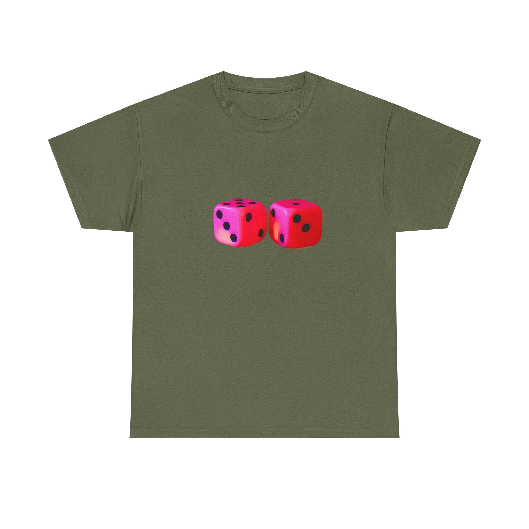 Neon Dice Printed T-Shirt 100% Cotton Lucky Dice Casino Tee Gift