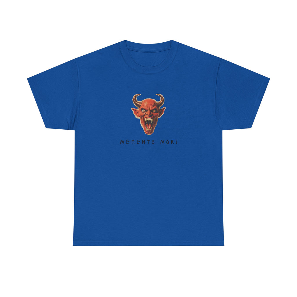 Memento Mori Devil Printed T-Shirt 100% Cotton Halloween Scary Satan Tee Gift