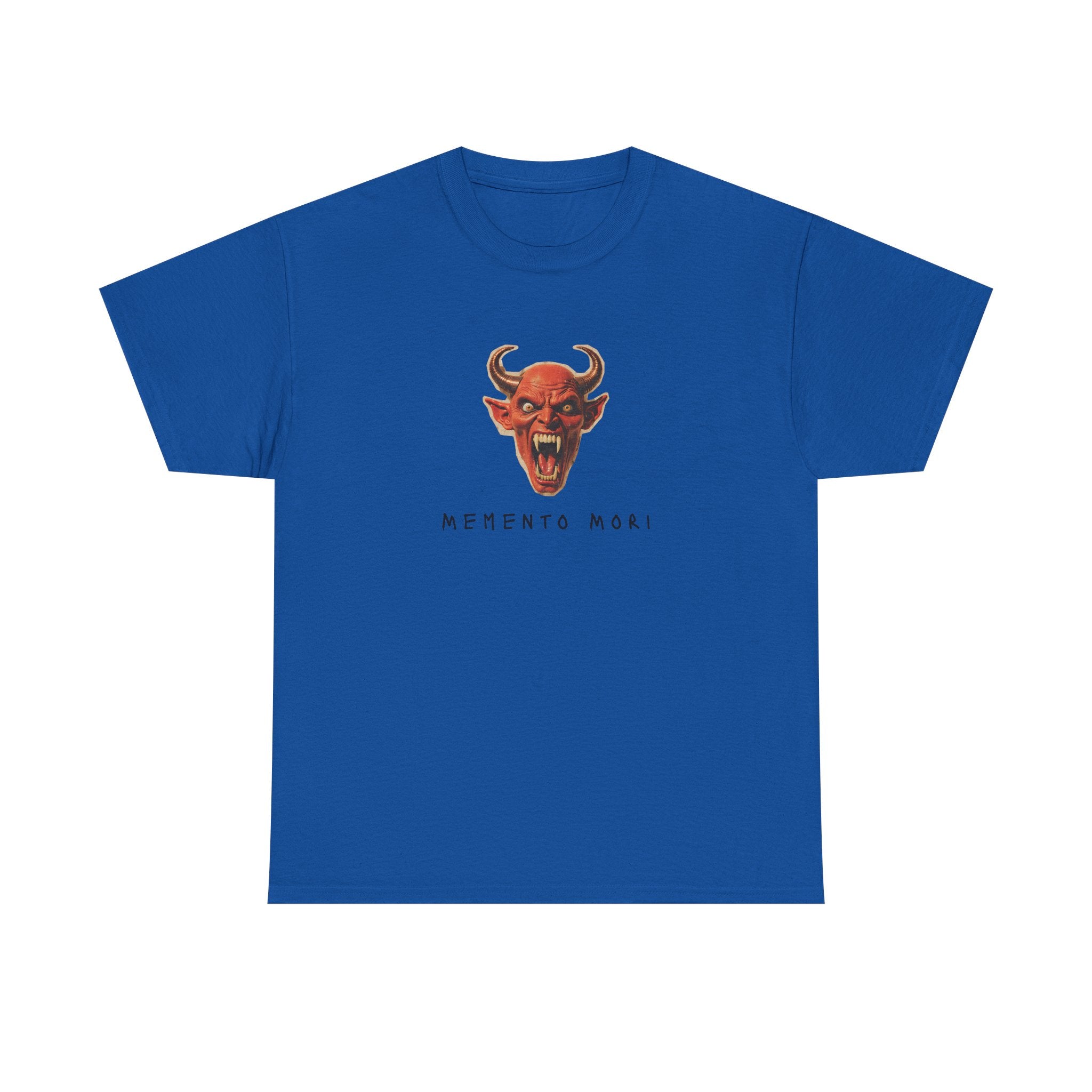 Memento Mori Devil Printed T-Shirt 100% Cotton Halloween Scary Satan Tee Gift
