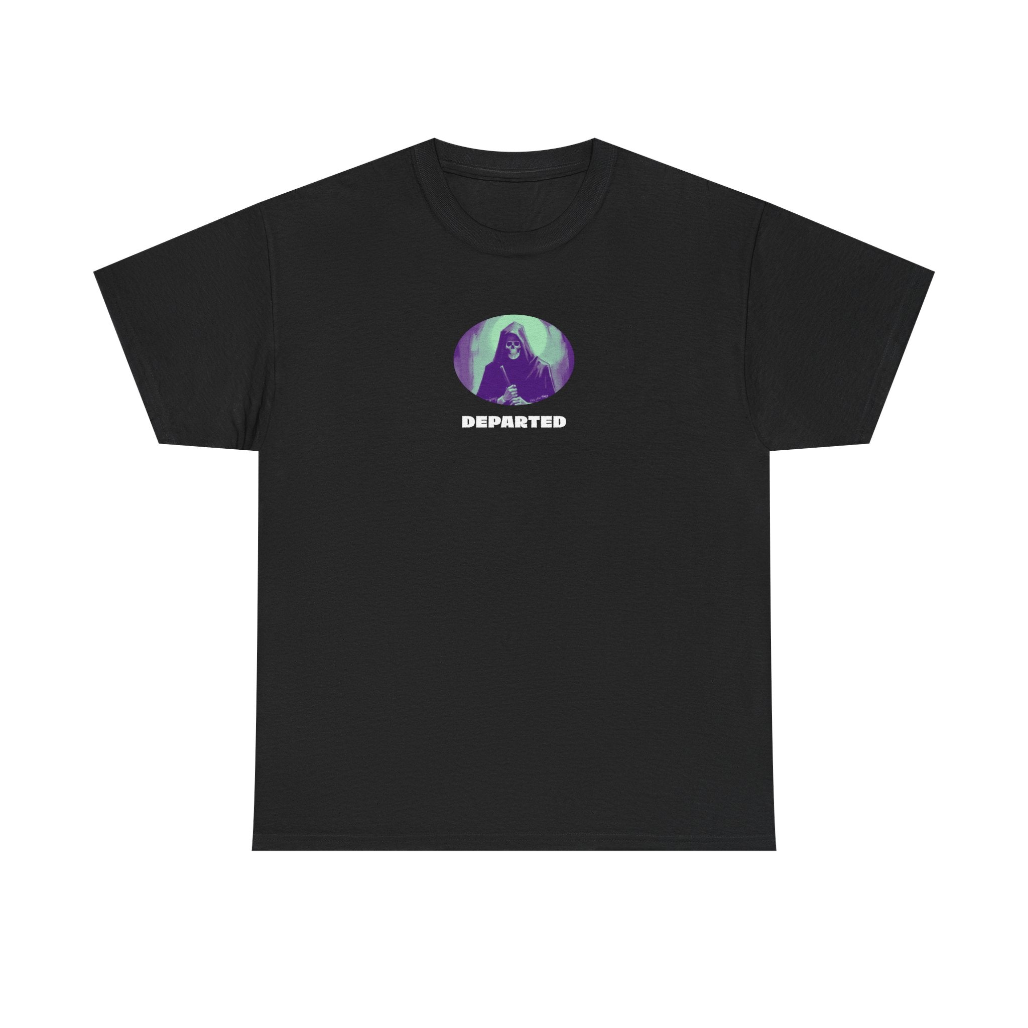 Departed Grim Reaper Printed T-Shirt 100% Cotton Novelty Scary Halloween Skeleton Tee