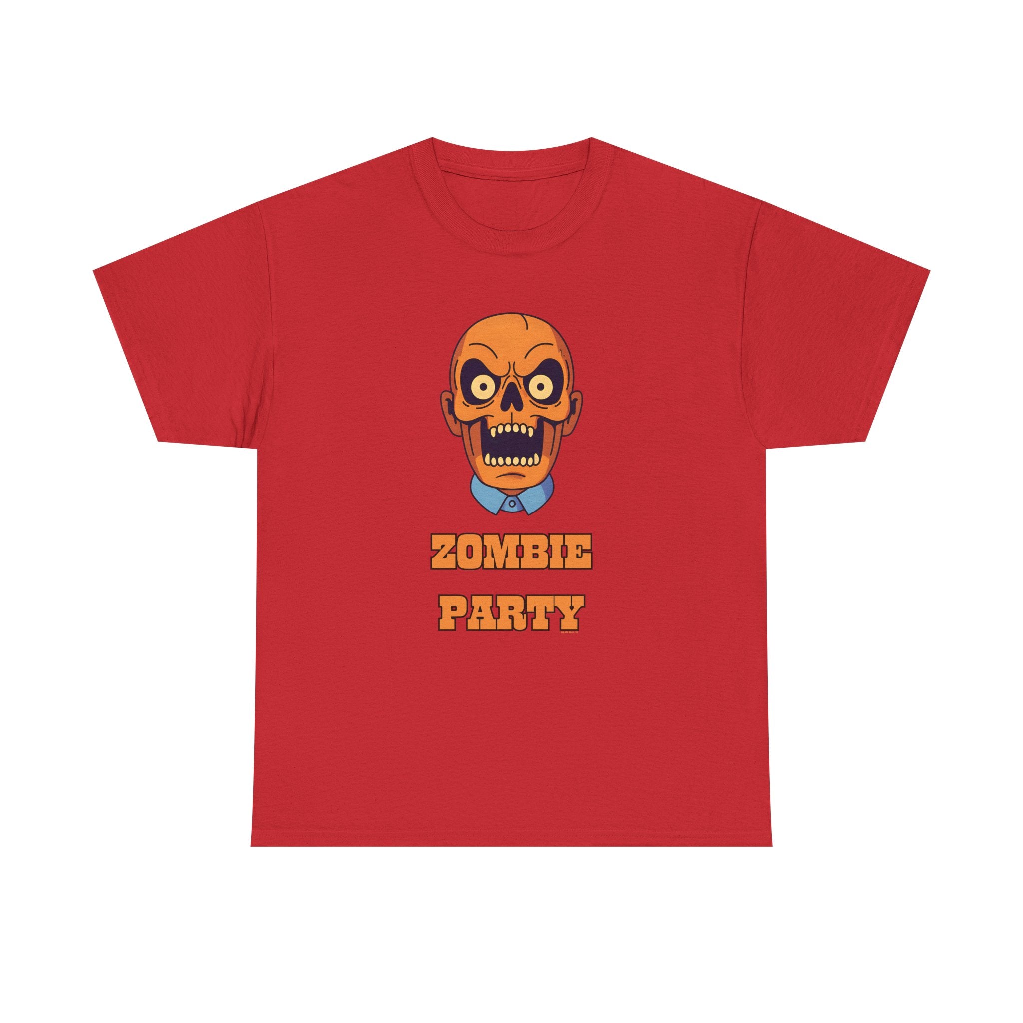 Zombie Party Printed T-Shirt 100% Cotton Novelty Scary Skull Halloween Tee