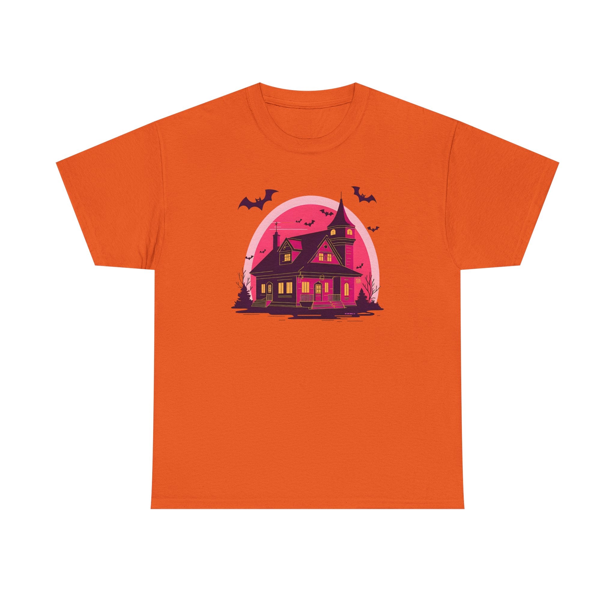 Haunted House Printed T-Shirt 100% Cotton Novelty Scary Halloween Tee
