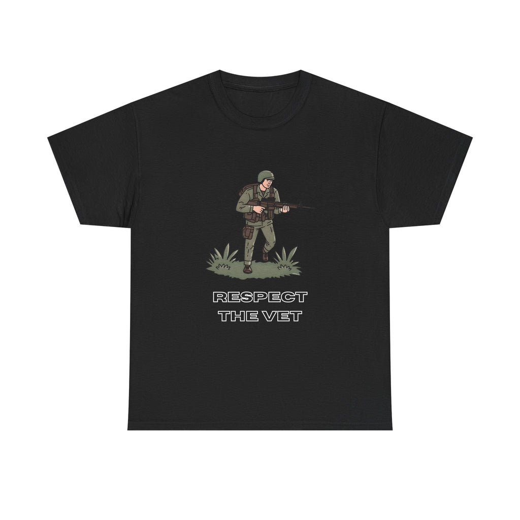 Respect The Vet Printed T-Shirt 100% Cotton Novelty Army Soldier Veteran Tee