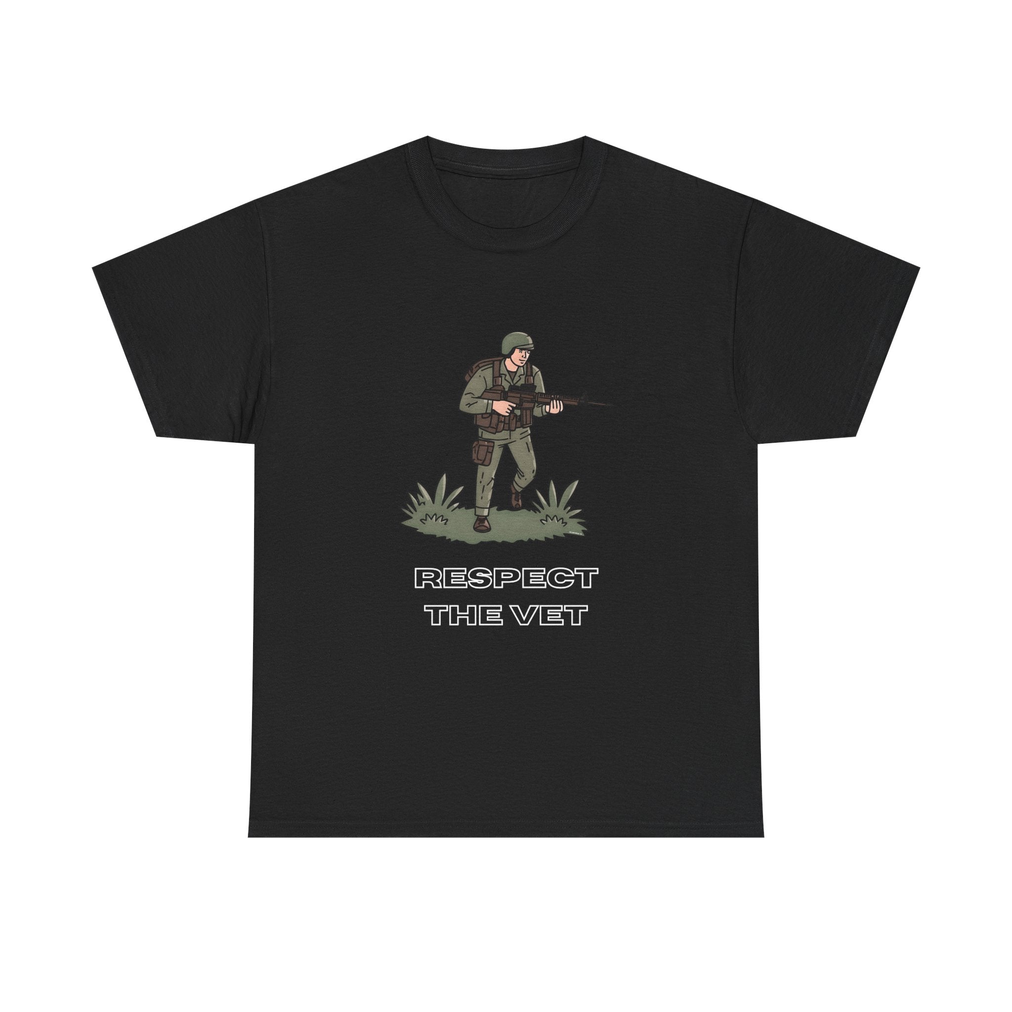 Respect The Vet Printed T-Shirt 100% Cotton Novelty Army Soldier Veteran Tee