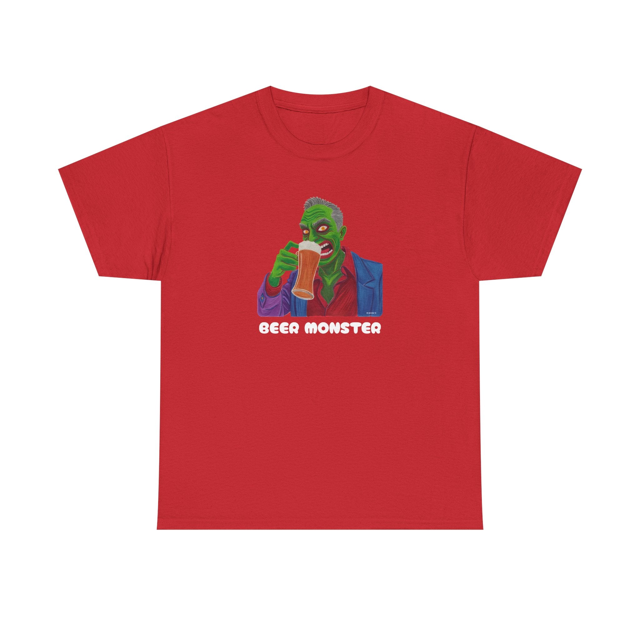 Beer Monster Printed T-Shirt 100% Cotton Novelty Scary Zombie Halloween Tee