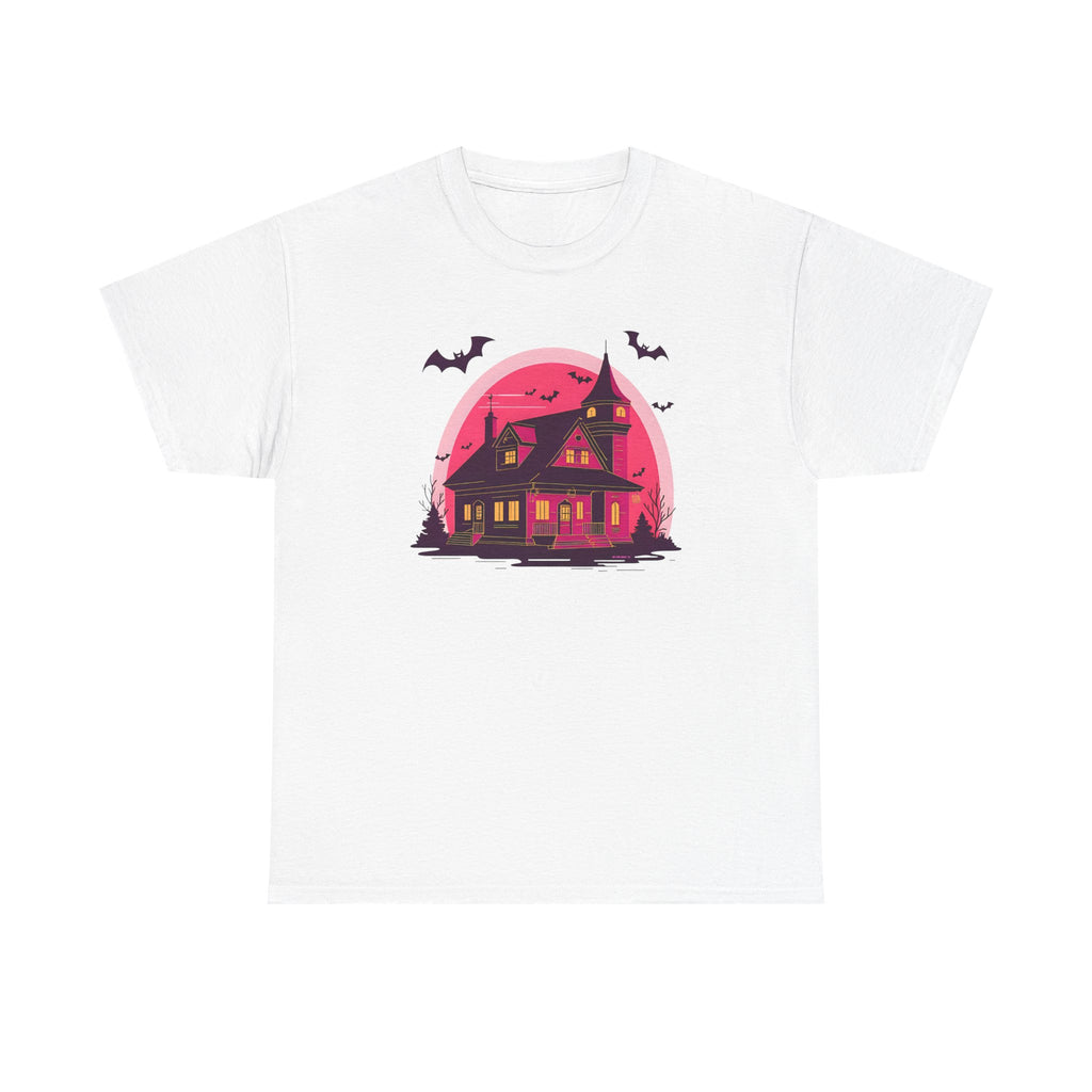Haunted House Printed T-Shirt 100% Cotton Novelty Scary Halloween Tee