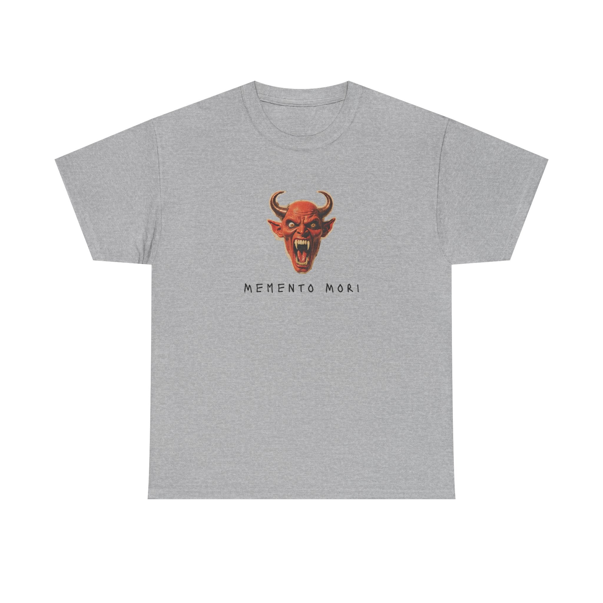 Memento Mori Devil Printed T-Shirt 100% Cotton Halloween Scary Satan Tee Gift