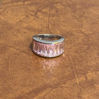 Vintage Chunky 925 Solid Silver Pale Pink Gemstone Ring - Size M
