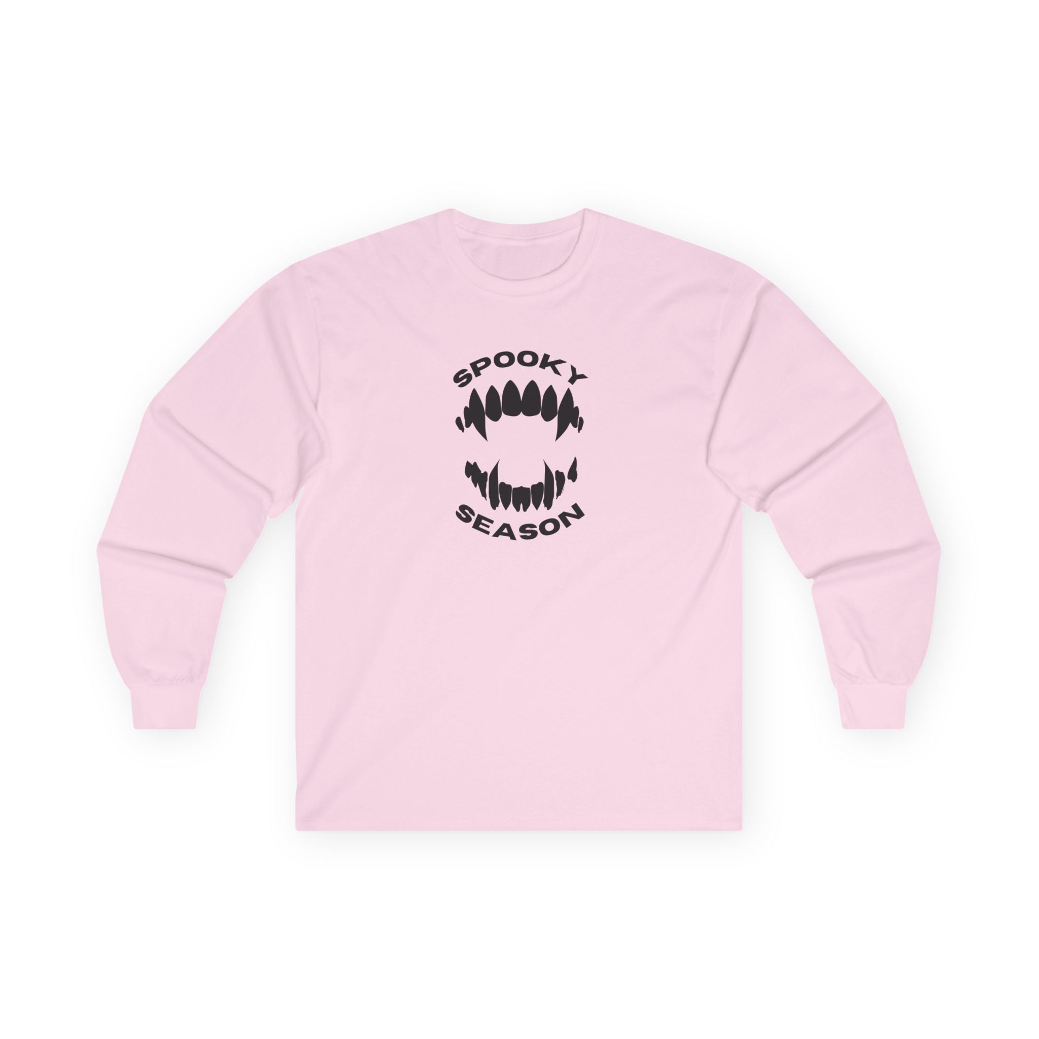 Spooky Season Long Sleeve Tee 100% Cotton Scary Vampire Teeth Halloween T-Shirt Gift