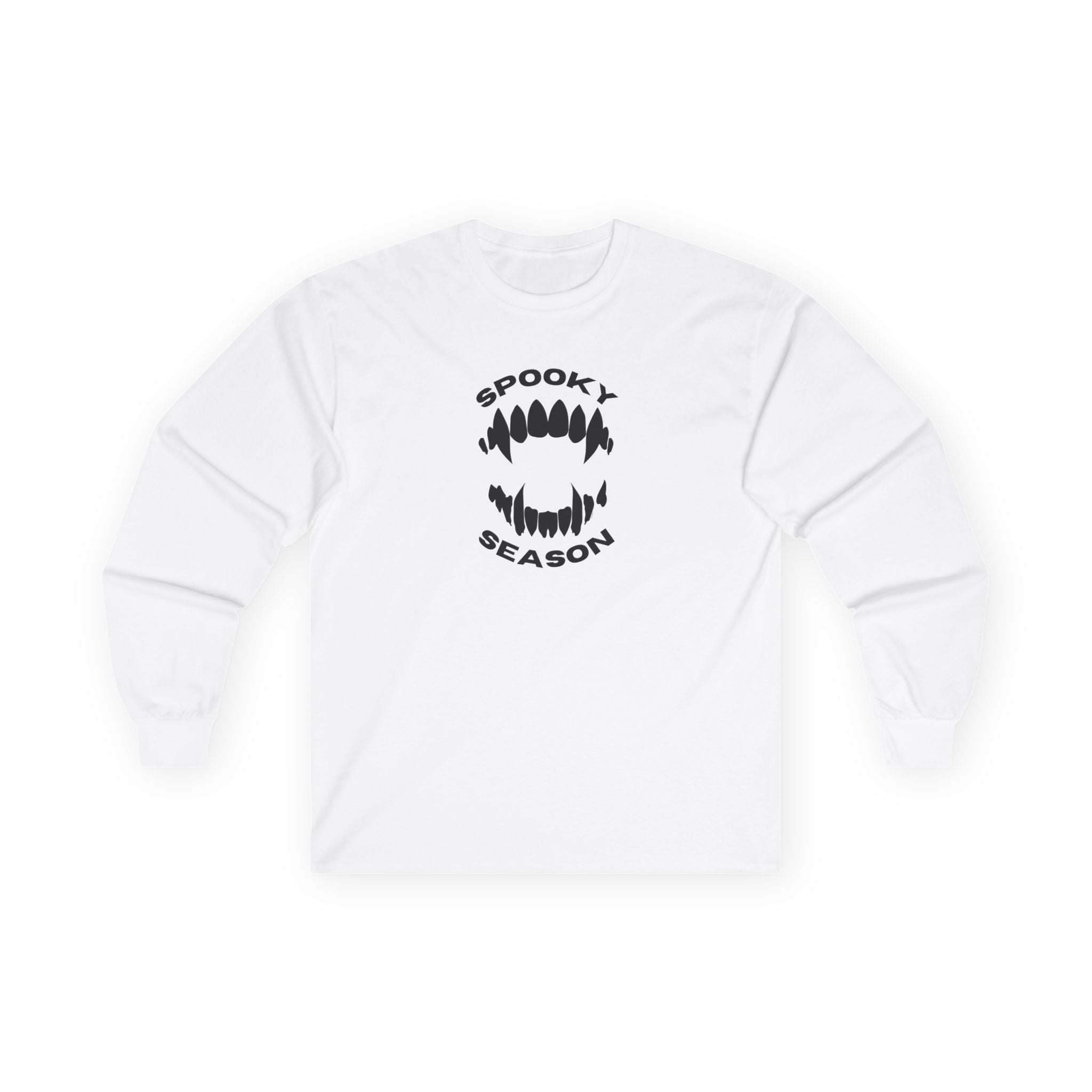 Spooky Season Long Sleeve Tee 100% Cotton Scary Vampire Teeth Halloween T-Shirt Gift