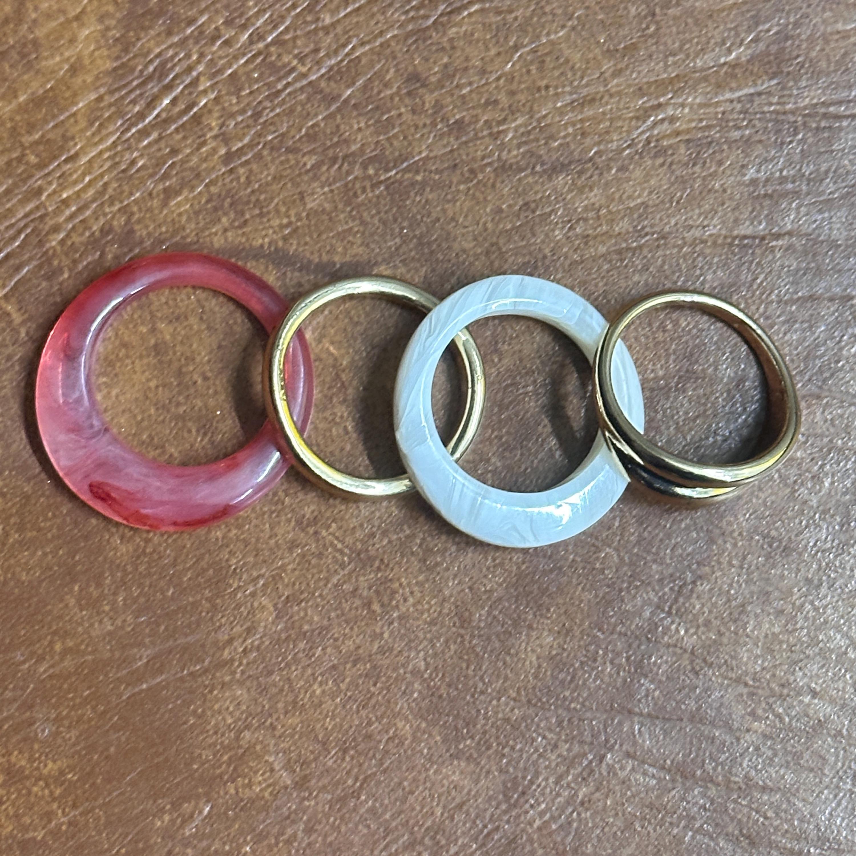 Vintage Unique Coloured/Gold Tone Ring Bundle Collection 4 Pieces - Size M