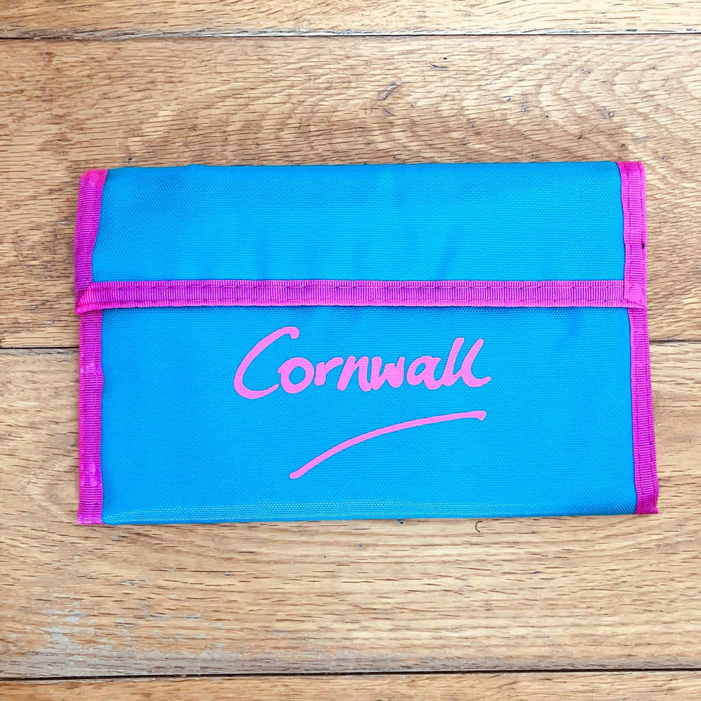 Retro Oversized Neon Cornwall Purse Wallet Blue/Pink Raver Festival Beach
