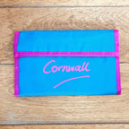 Retro Oversized Neon Cornwall Purse Wallet Blue/Pink Raver Festival Beach