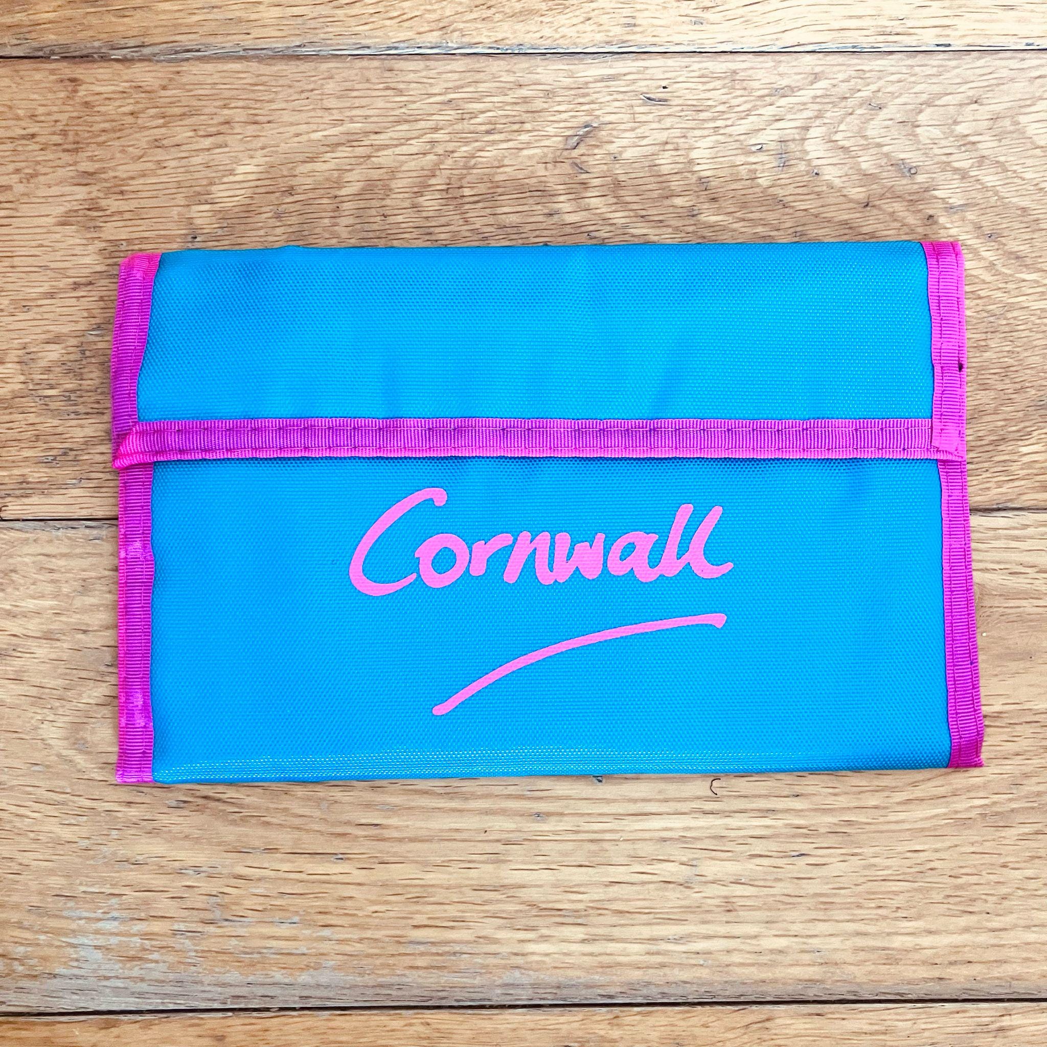 Retro Oversized Neon Cornwall Purse Wallet Blue/Pink Raver Festival Beach