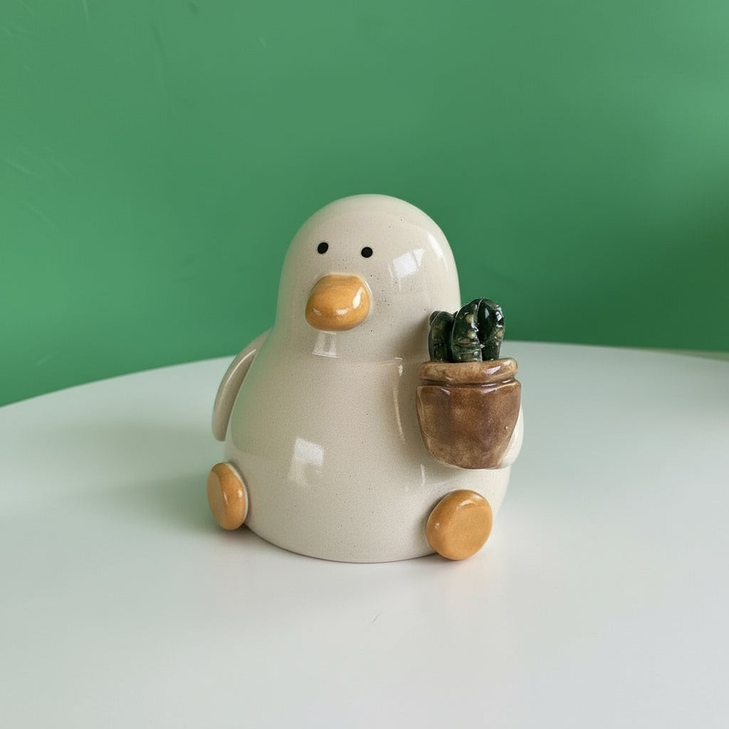 Grant with The Plant - Novelty Ceramic Duck Ornament
