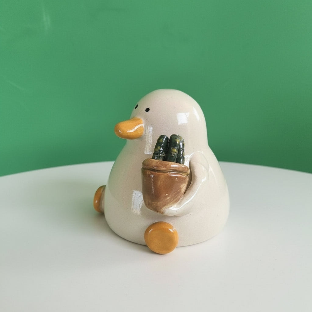 Grant with The Plant - Novelty Ceramic Duck Ornament