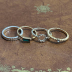 Vintage Unique Stackable Evening Ring Collection Silver/Gold Tone Ring Bundle 4 Pieces - Size S - S