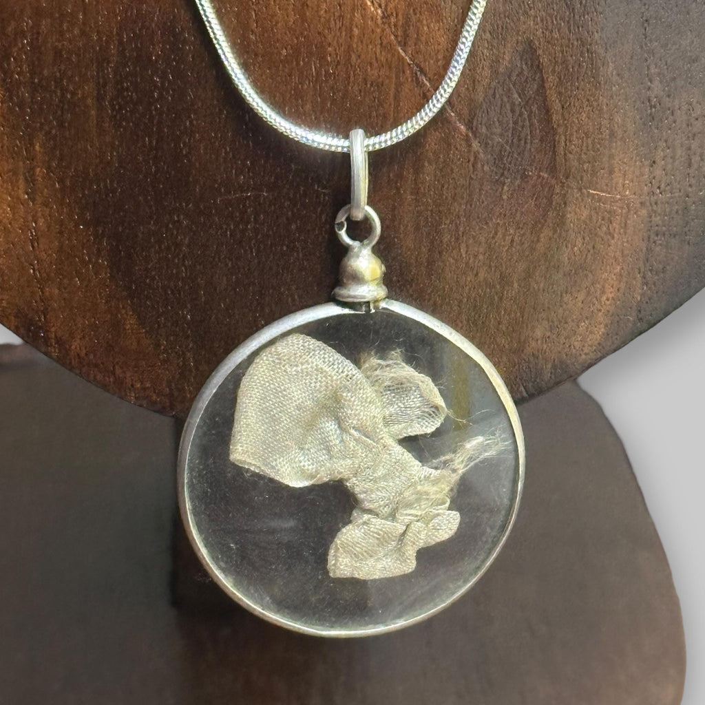 Vintage Mid-Century Glass Bow Pendant Necklace Silver Tone Gothic Steampunk Unique Gift