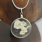 Vintage Mid-Century Glass Bow Pendant Necklace Silver Tone Gothic Steampunk Unique Gift