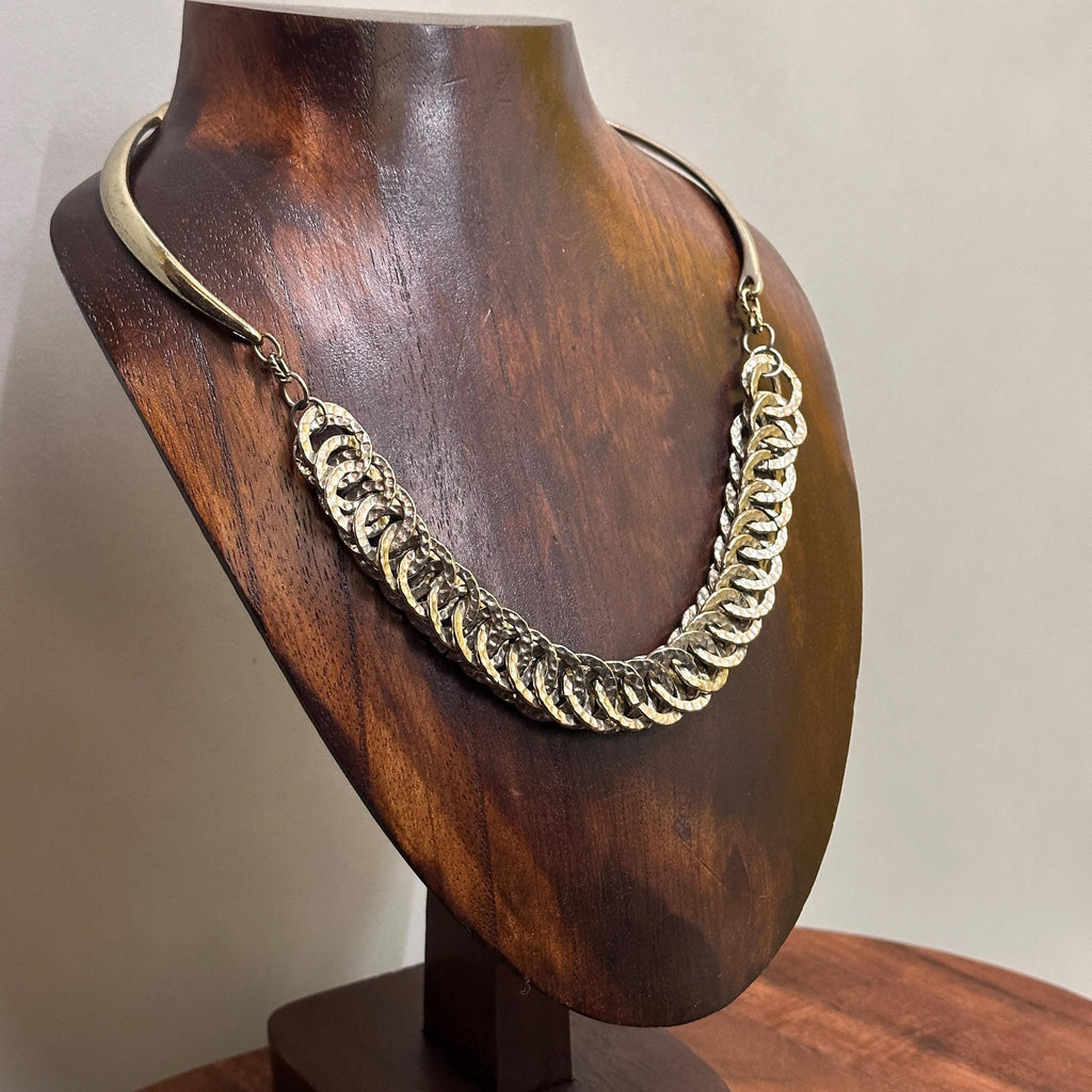 Vintage Gold/Silver Tone Chunky Bar & Chain Necklace Costume Jewellery