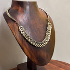Vintage Gold/Silver Tone Chunky Bar & Chain Necklace Costume Jewellery