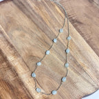 Vintage 50/60s Blue Aquamarine Gemstone Beaded Necklace 925 Sterling Silver Unique Gift